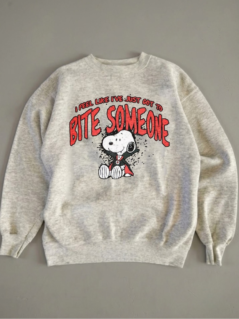 Vintage Halloween Sweatshirt with Red Snoopy 'Bite Someone' Graphic